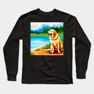 Golden Retriever At Lake Long Sleeve T-Shirt